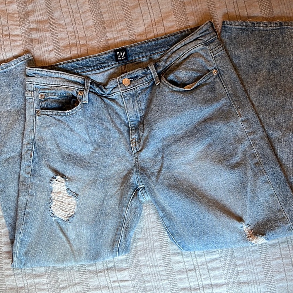 Gap Straight Leg Distressed Ankle Jean